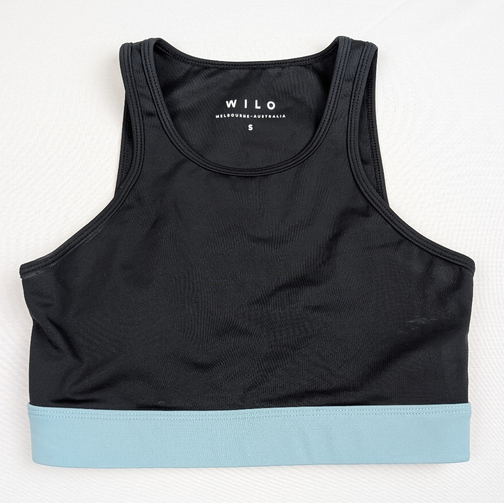 WILO Australia Sports Bra Size Small Black Teal W Pads